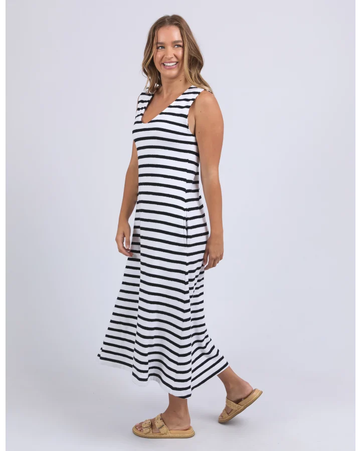 Aspen Stripe Dress / White