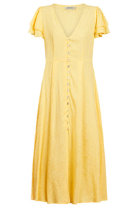 Parisio Button Midi Dress - Citrine