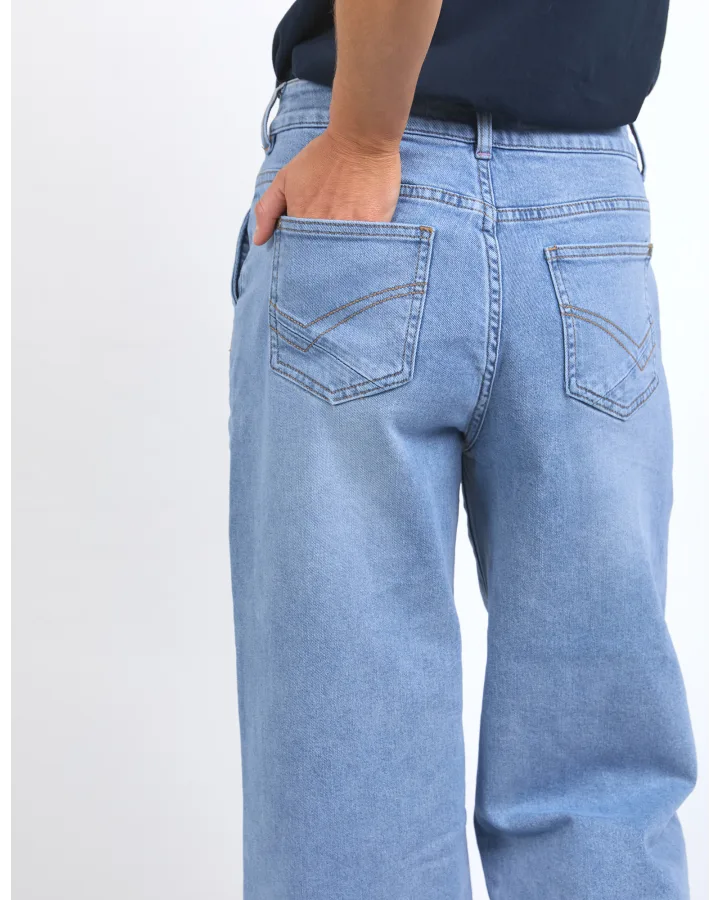 Sidney  Cropped Wide Leg Jean / Light  Blue Wash