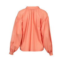 Stitched Collar and Placket Shirt with Balloon Sleeve - Apricot