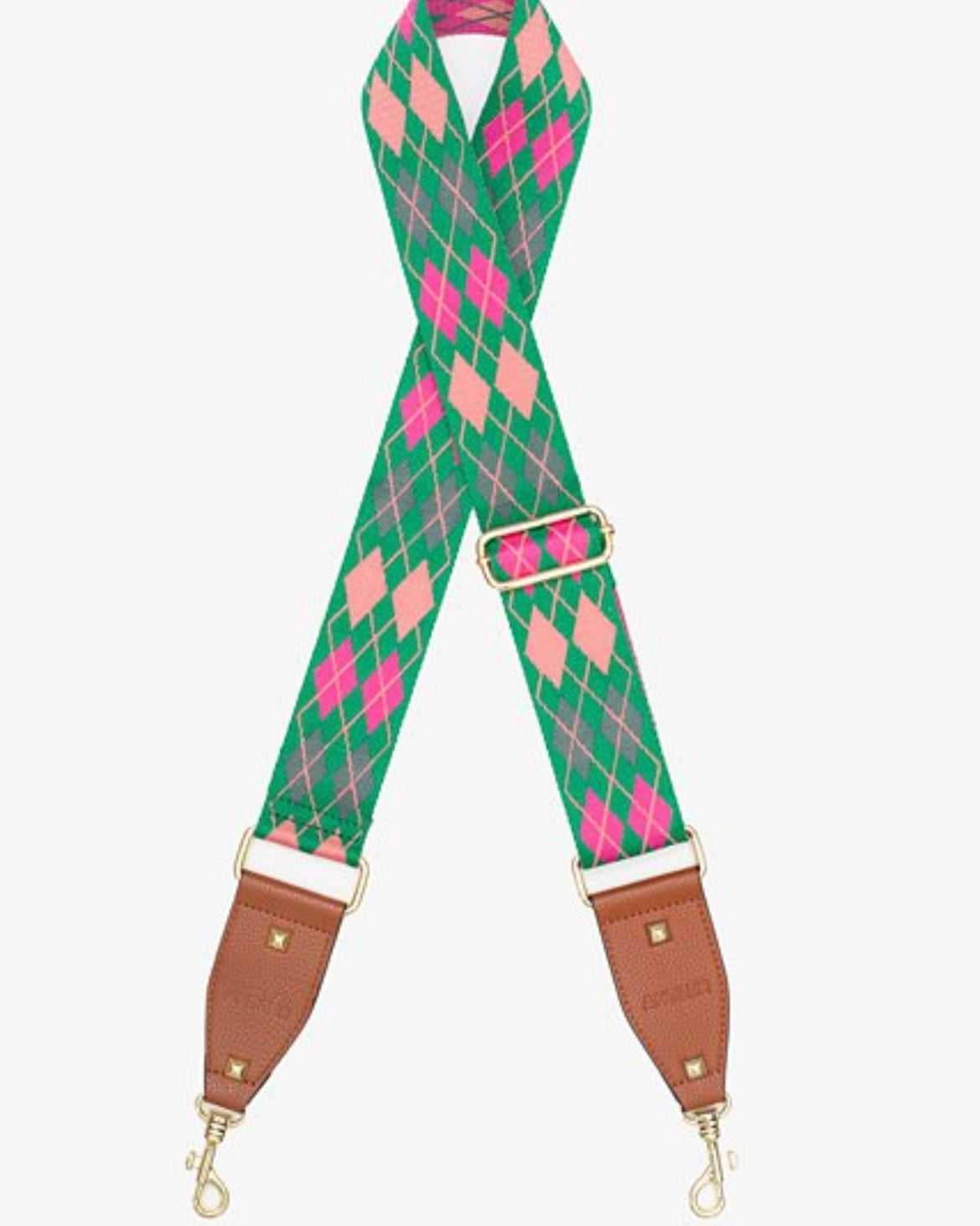 Bag Strap -  Argyle Green & Pink