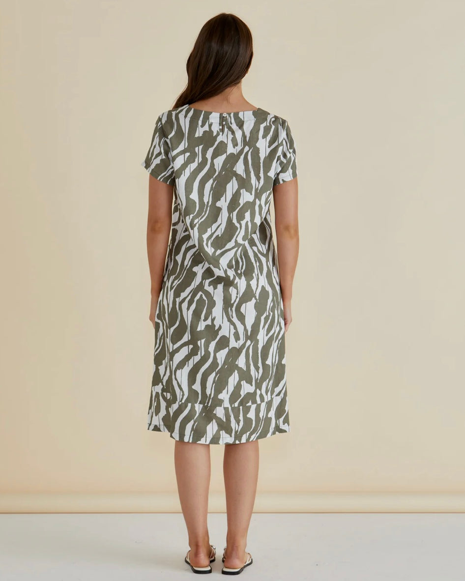 Elwood Dress / Olive Geometric Print