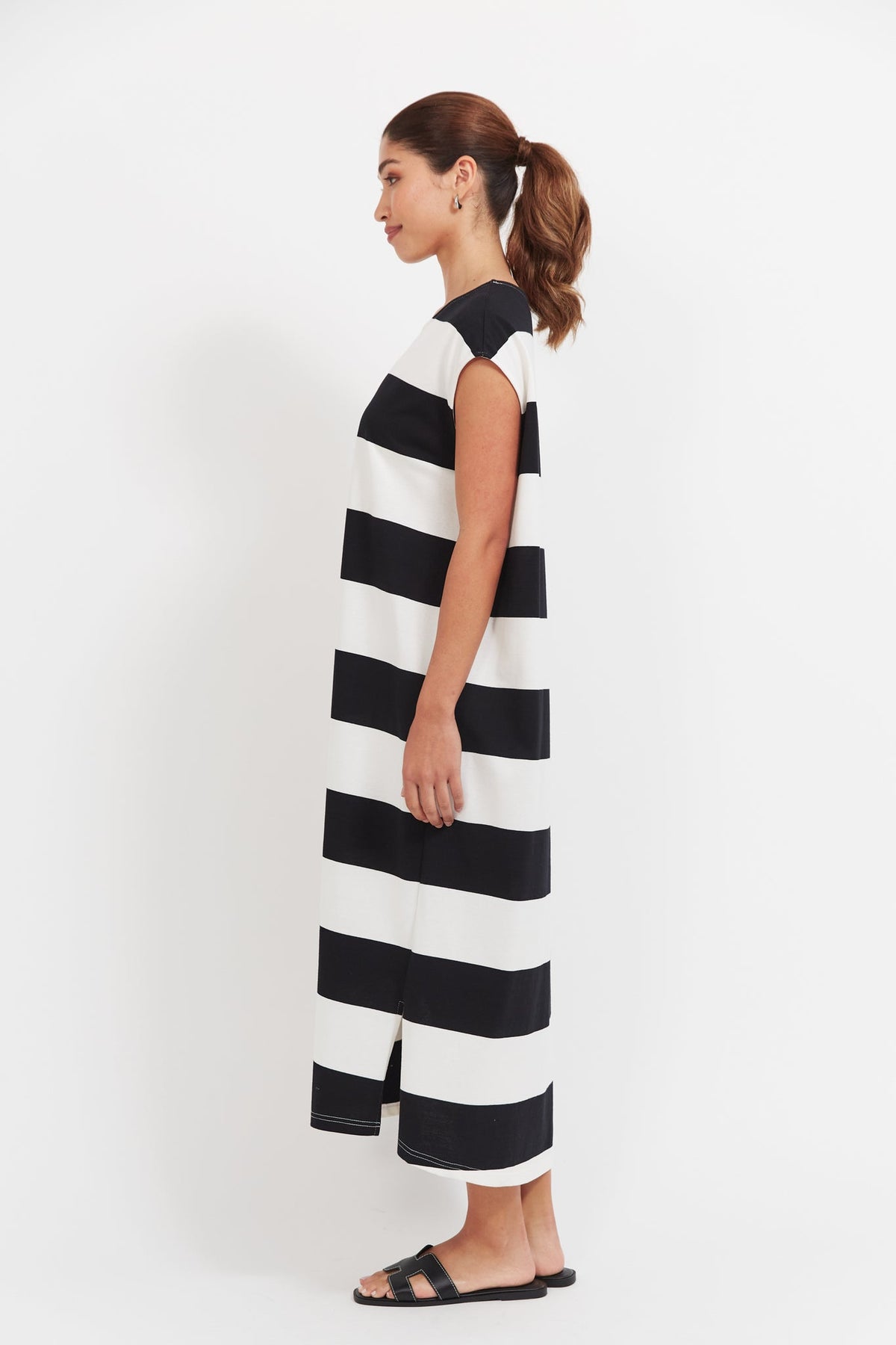 Jardin Stripe TShirt Dress - Black