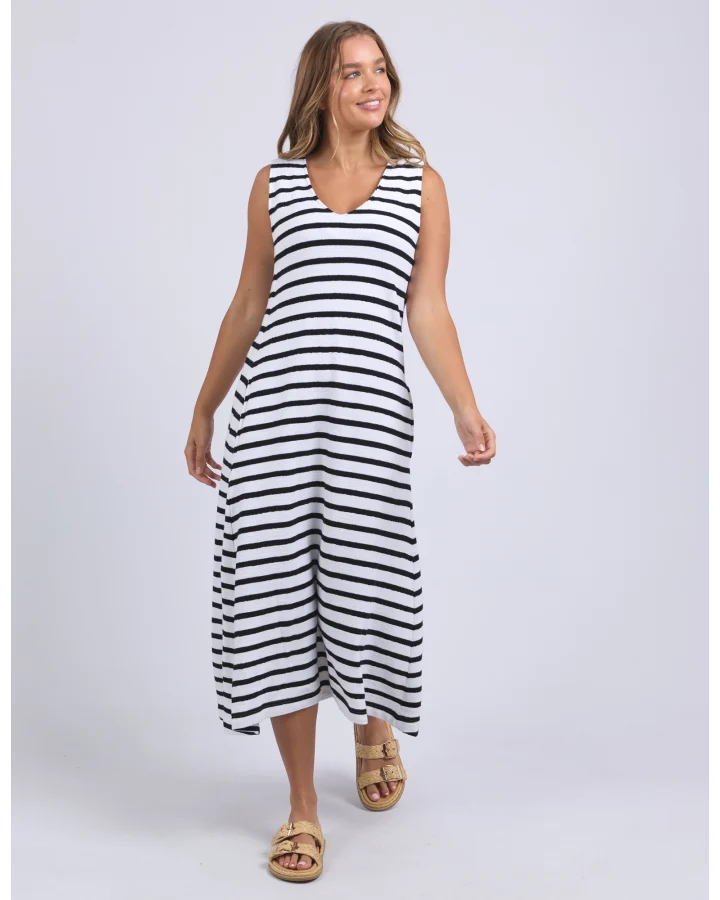 Aspen Stripe Dress / White