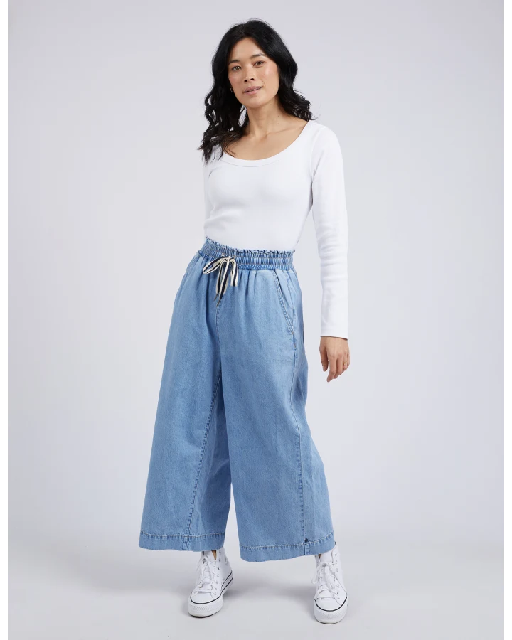 Greta Wide Leg Pants / Mid Blue Denim