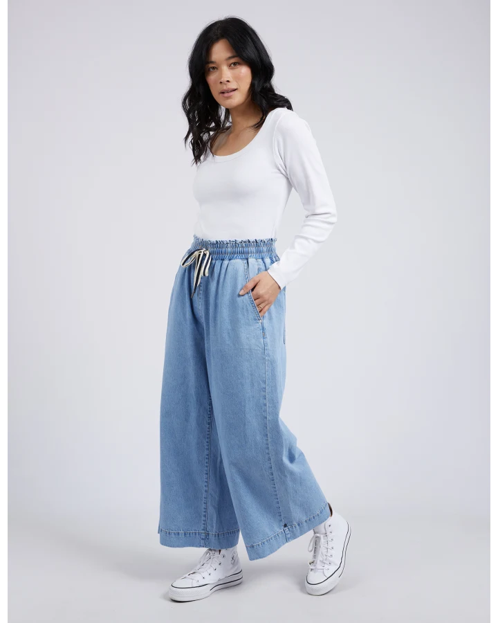 Greta Wide Leg Pants / Mid Blue Denim