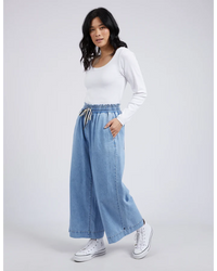 Greta Wide Leg Pants / Mid Blue Denim