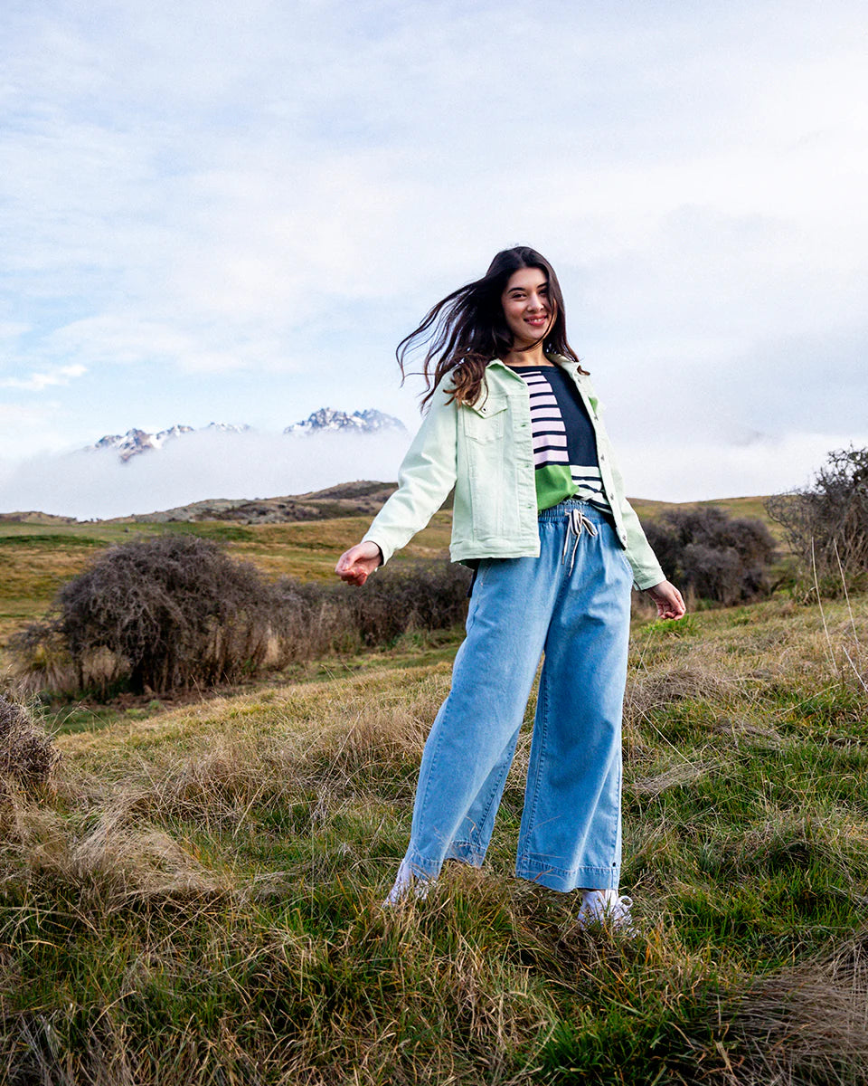 Greta Wide Leg Pants / Mid Blue Denim