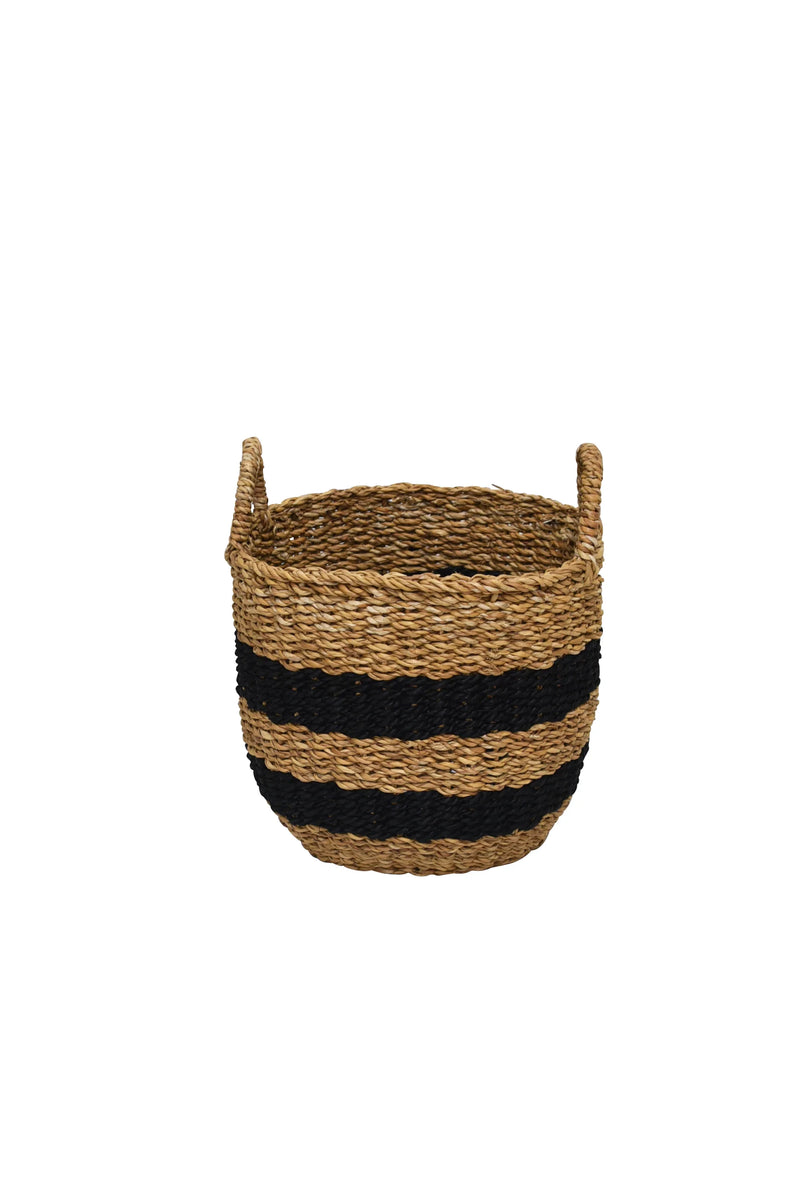 Jute Striped Baskets - Black/Natural