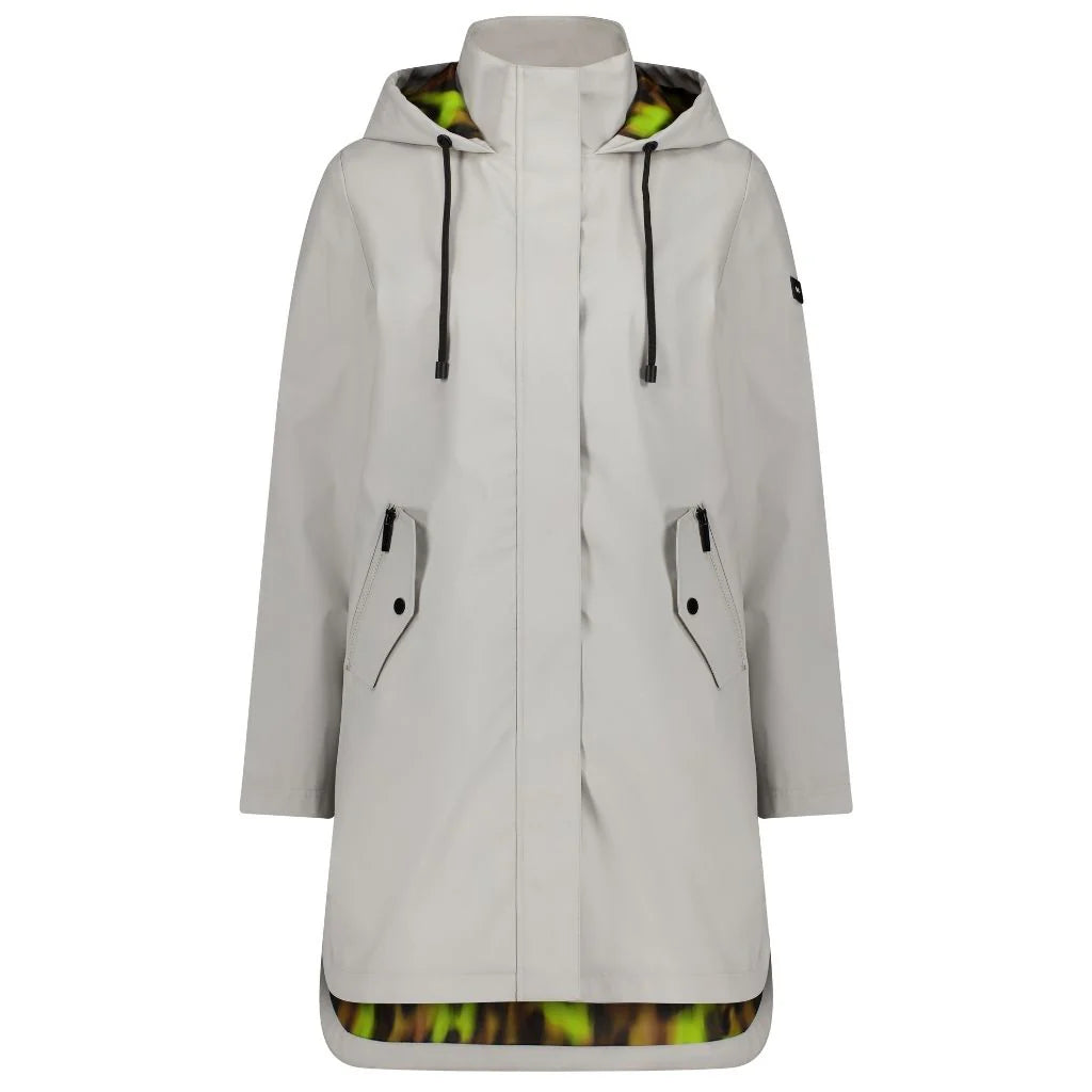 Billie PU Coated Rain Coat - Ice Crystal with Big Cat Blur