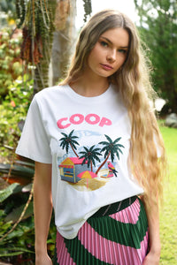 Beachy Keen T-Shirt - White & Pink