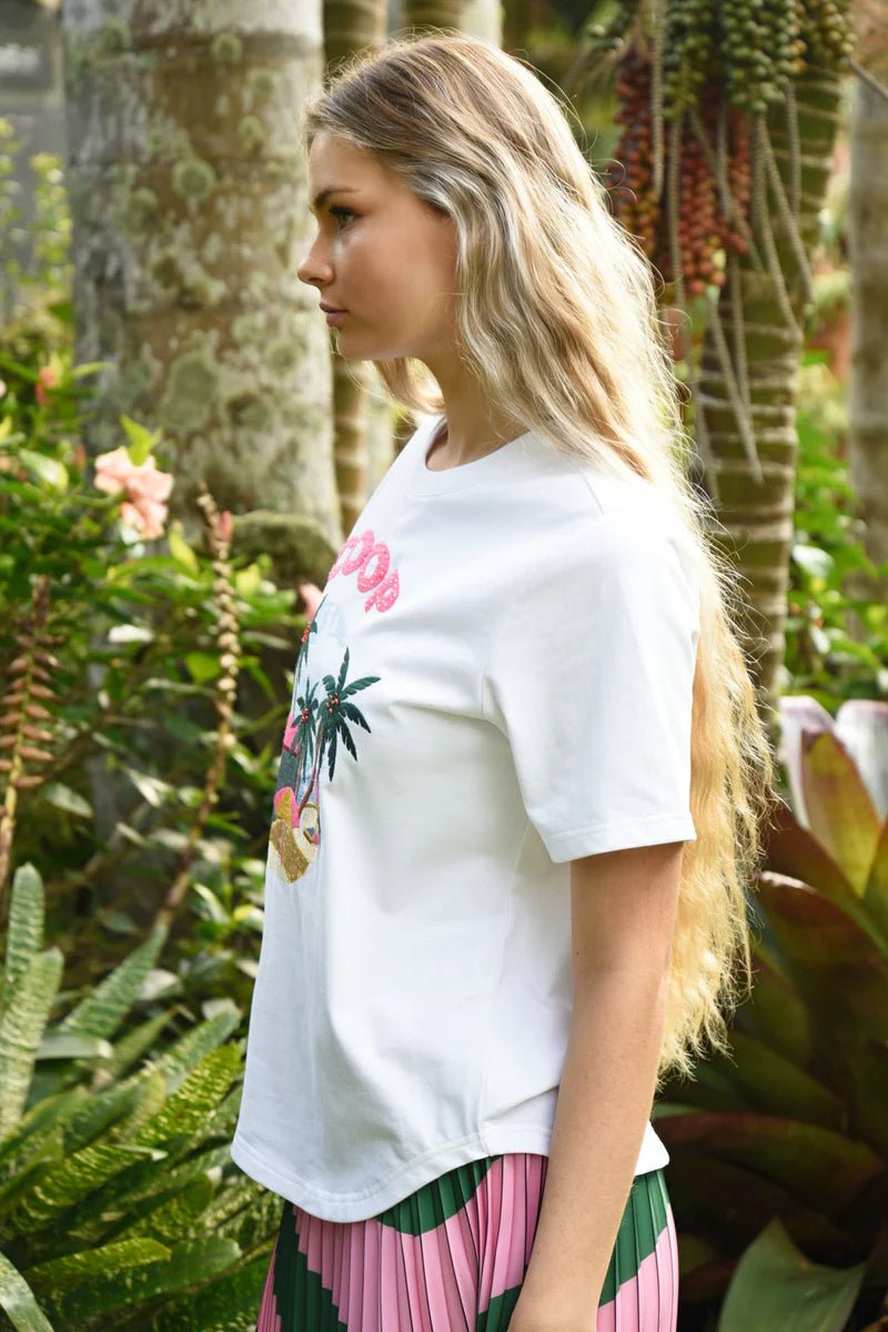 Beachy Keen T-Shirt - White & Pink