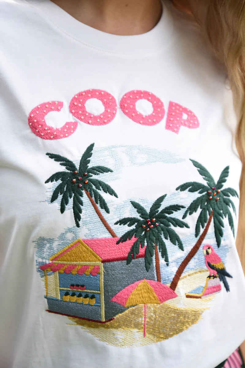 Beachy Keen T-Shirt - White & Pink