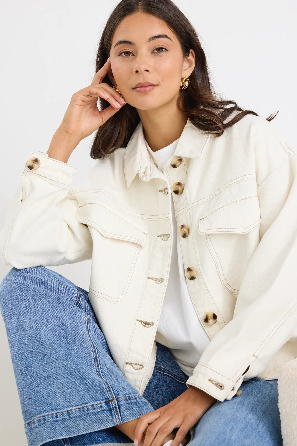 Echo Patch Pocket Denim Jacket - Ecru