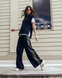 Juno Pant - Navy with Green