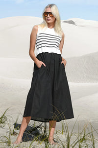 Hook, Line, Sinker Dress - Black/White