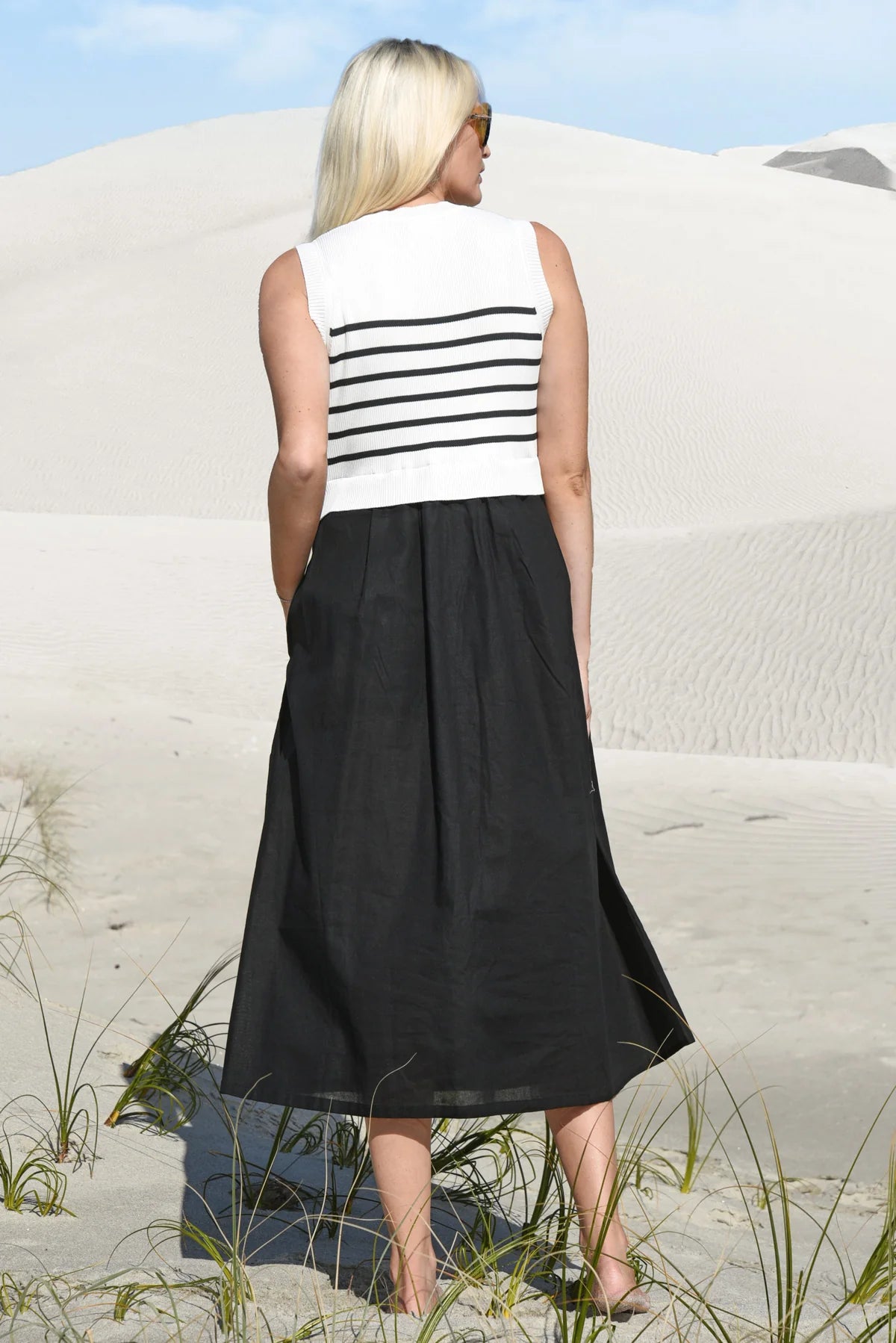 Hook, Line, Sinker Dress - Black/White