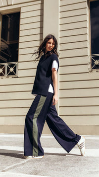 Juno Pant - Navy with Green