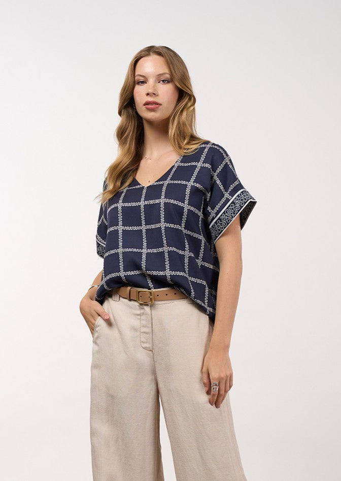 Lyrical Top - Navy Bone