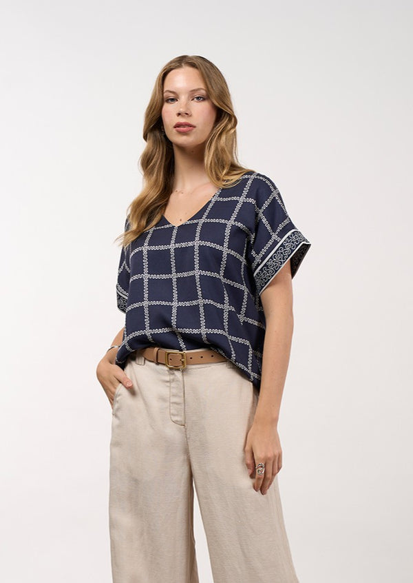 Lyrical Top - Navy Bone