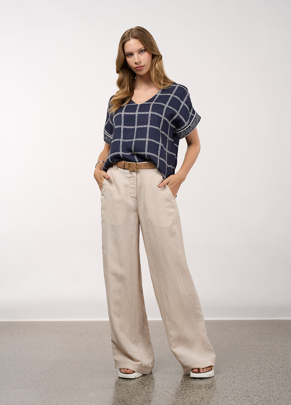 Lyrical Top - Navy Bone