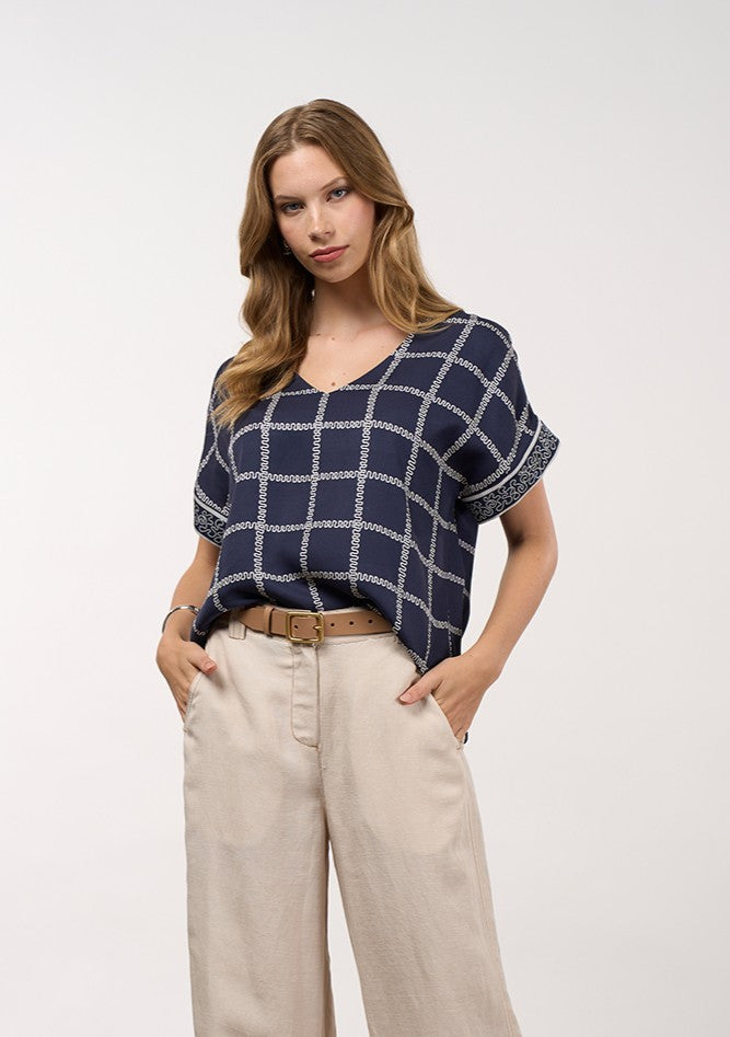 Lyrical Top - Navy Bone