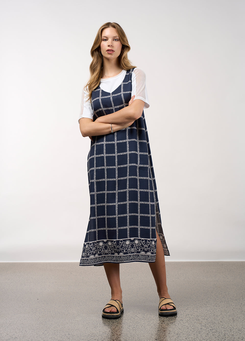 Lyrical Dress - Navy Bone