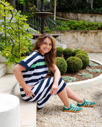 McKinley Dress - Navy with White Stripe