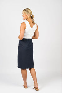 Flat Front Pull On Skirt - Ink