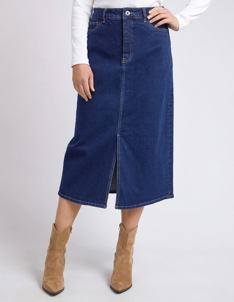 Eloise Denim Midi Skirt - Dark Blue Wash