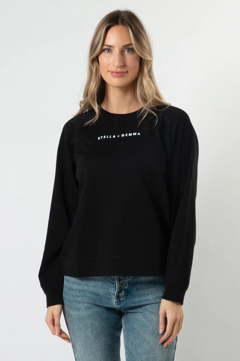 Sweater - Black with Painted White Logo