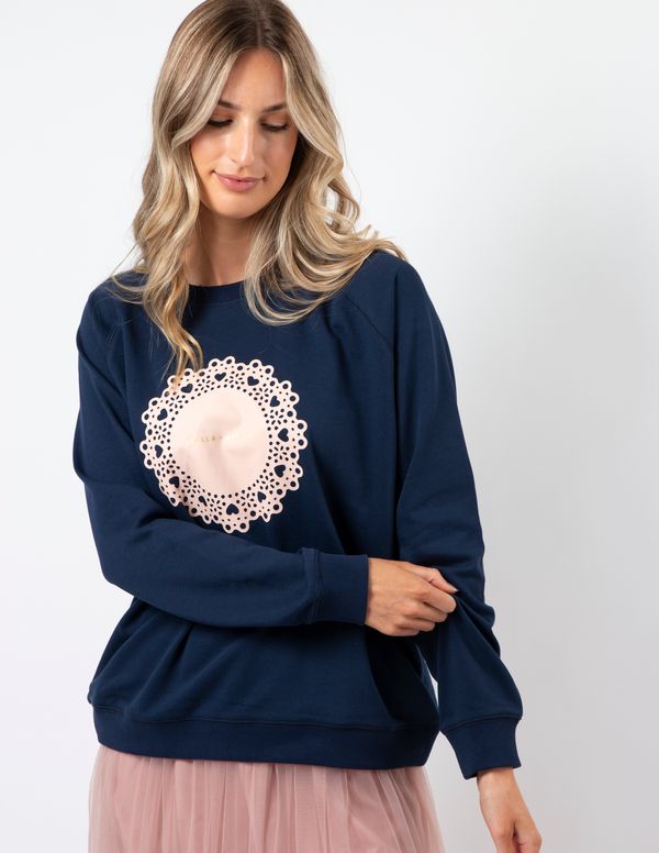 Classic Sweater - Navy with Blush Doily