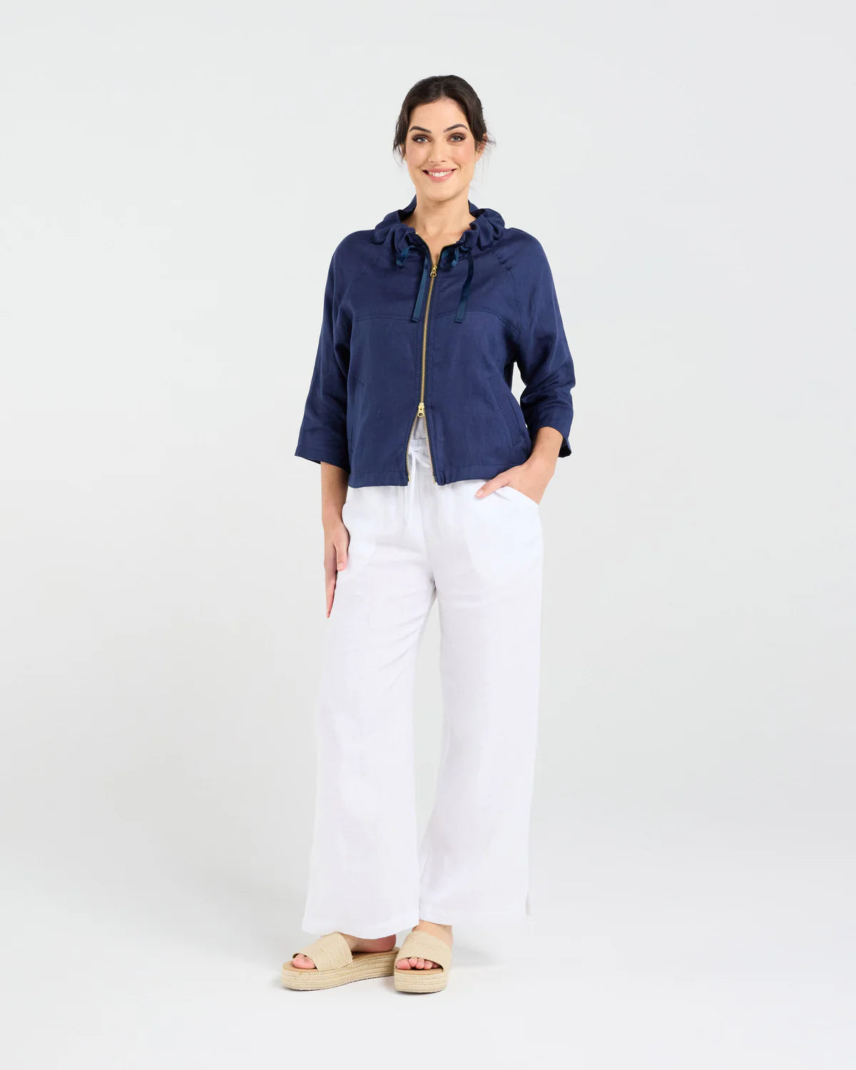 Victoria Zip Front Jacket - French Navy