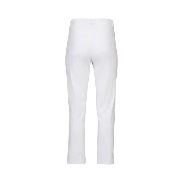 Slim Leg Ankle Grazer Jean - White Star Embroidery