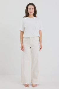 Zoey PETITE High Rise Wide Leg Pocket Jean - Ecru