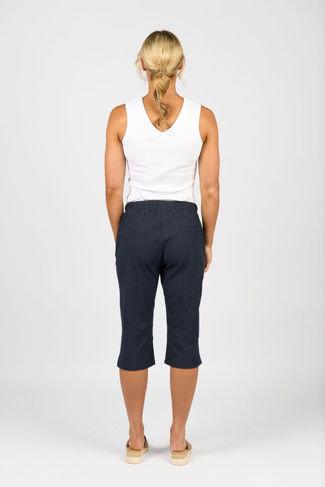 Below Knee Skinny Leg Elastic Waist Pant - Ink