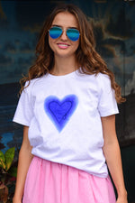 Heart Beat T-Shirt - White/Blue