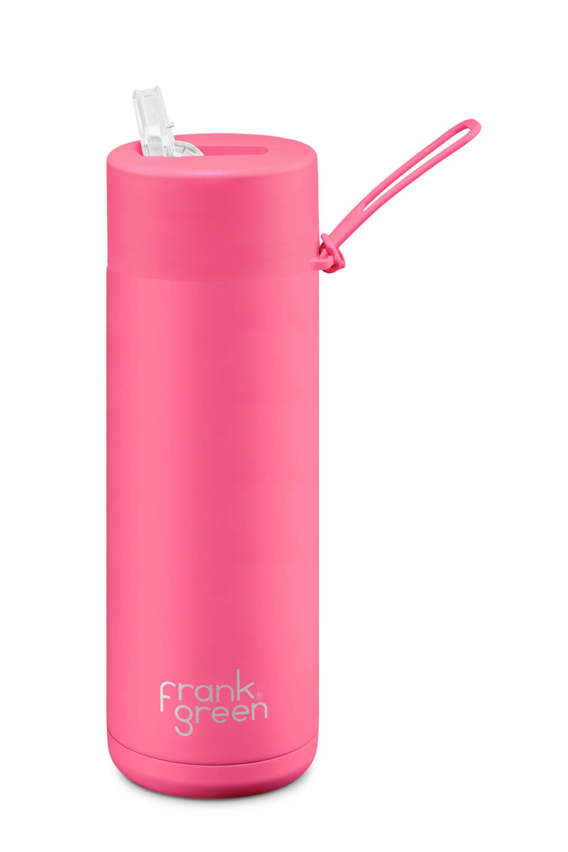 Ceramic Reusable Bottle -Neon Pink 20oz 595ml