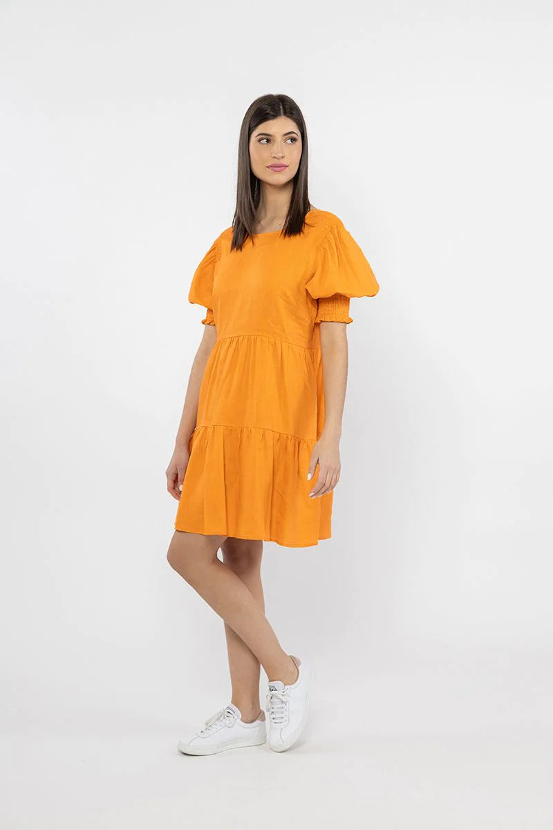 Luminous Mini Dress - Orange Linen