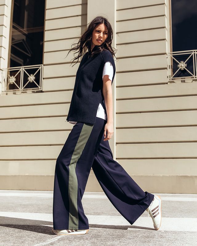 Juno Pant - Navy with Green