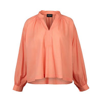 Stitched Collar and Placket Shirt with Balloon Sleeve - Apricot