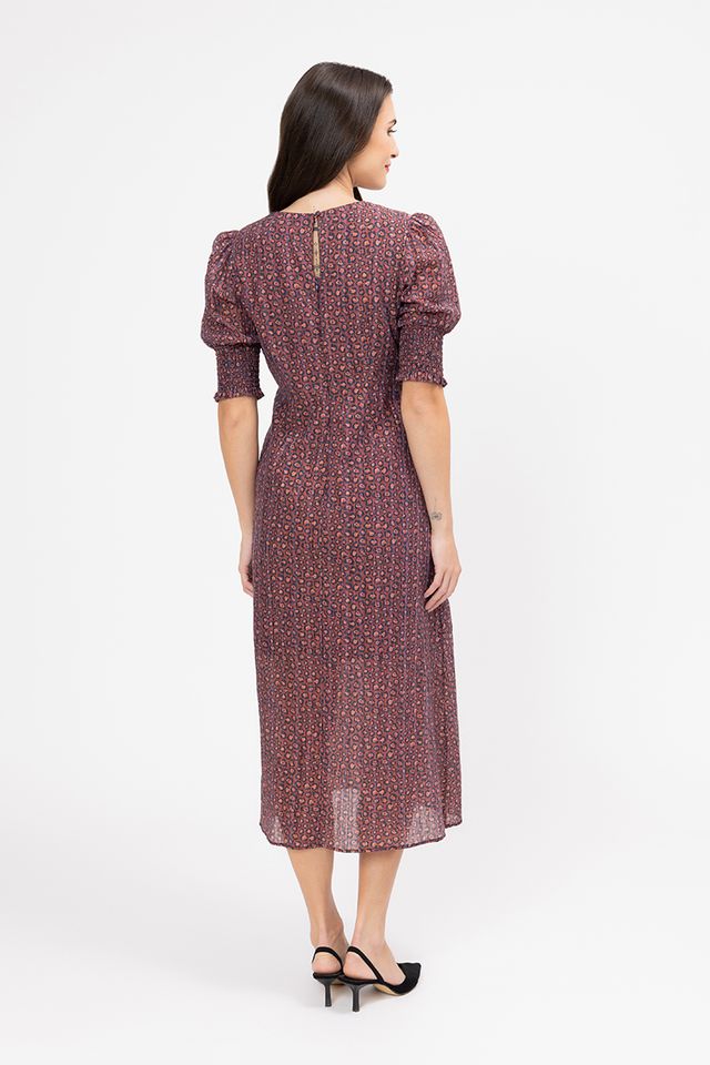Florence Dress - Merlot Jacquard Stripe
