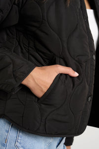 Apex Collarless Puffer Jacket - Black -