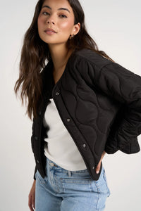 Apex Collarless Puffer Jacket - Black -