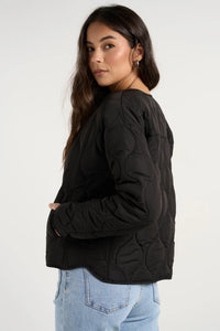 Apex Collarless Puffer Jacket - Black -