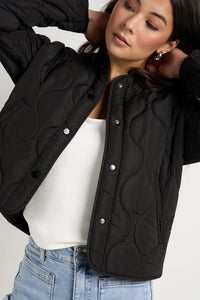 Apex Collarless Puffer Jacket - Black -