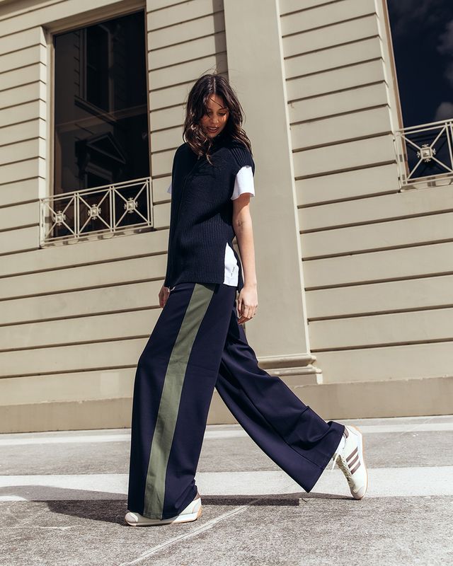 Juno Pant - Navy with Green