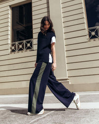 Juno Pant - Navy with Green