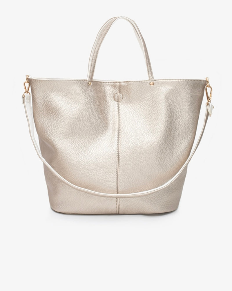 Heartley Reversible Tote - Bone/Gold