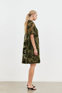 Echo Collar Dress - Olive Blossom